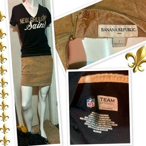 Banana Republic Tan Skirt & Saints Tshirt
